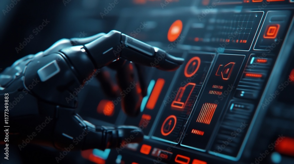 Poster immersive ai-powered interactive interface with sleek holographic elements