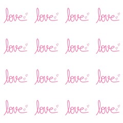 Seamless pattern of LOVE text. LOVE typography seamless pattern with heart ornament