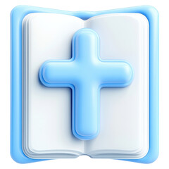 Obraz premium 3D book icon with a medical cross symbol, representing healthcare and knowledge.