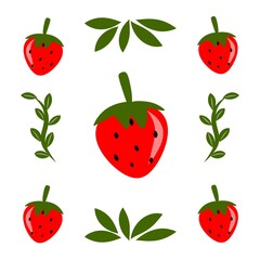 Strawberry seamless pattern. Strawberry flat illustration. Strawberry cartoon design