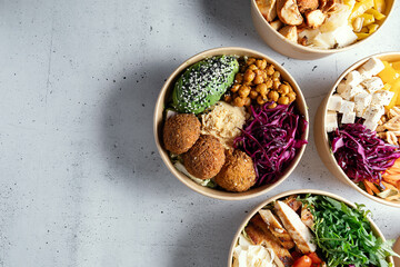 Fresh, vibrant Buddha bowls with vegetables