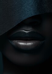 Fototapeta premium Abstract Portrait of a Female Face, Lips, and Eyes