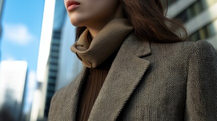 Fototapeta premium Chic Autumn Outfit, Modern Scarf Style, Trendy City Look