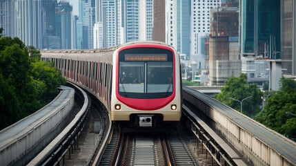 Naklejka premium Sleek and Efficient Public Transportation System in an Asian Metropolis