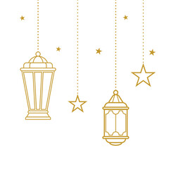 Ramadan Kareem Lantern Illustration in Gold