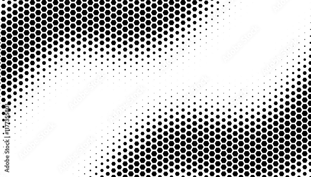 Poster smooth transition of hexagon pattern. modern technology background. black and white vector format il