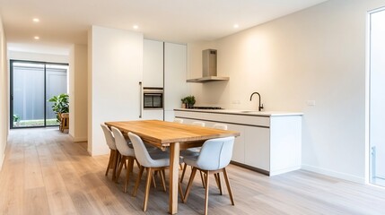 Fototapeta premium Stylish Suburban Townhouse with Communal Park and Modern Interiors