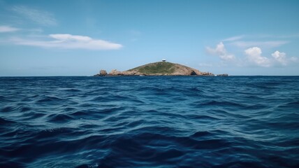 trip by boat to an island in the sea
