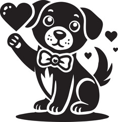 Dog with heart vector