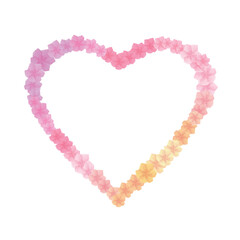 Wreath of flowers in the shape of a heart. Color vector illustration, painted with watercolor and gradient for decorating postcards, posters, gifts.