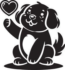 Dog with heart vector