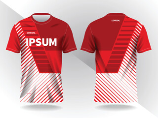 red abstract background and pattern for sport jersey design and mockup. front and back view template © atstock