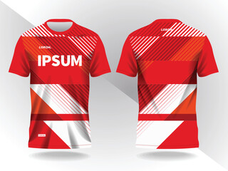 red abstract background and pattern for sport jersey design and mockup. front and back view template © atstock