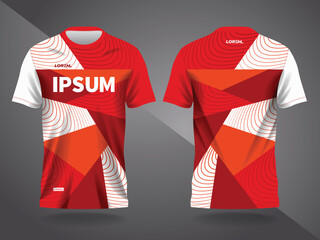 red abstract background and pattern for sport jersey design and mockup. front and back view template © atstock