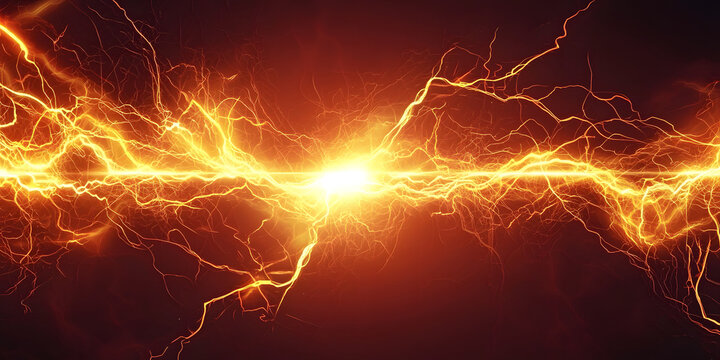 Dynamic electric energy with vibrant orange and yellow lightning bolts. This smooth gradient background creates powerful and intense atmosphere, perfect for various design projects