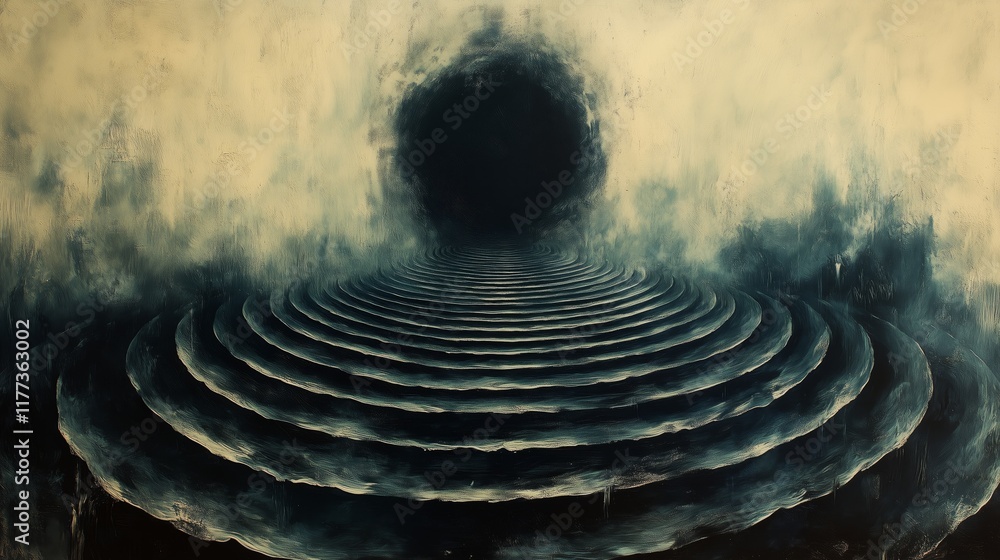Poster mysterious abstract vortex with concentric circles and dark center