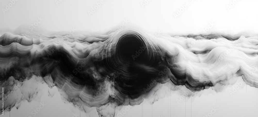 Aufkleber abstract monochrome wave pattern with dynamic smoke effect