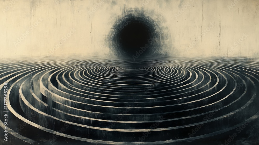 Poster rippled void: abstract black hole with concentric circular waves