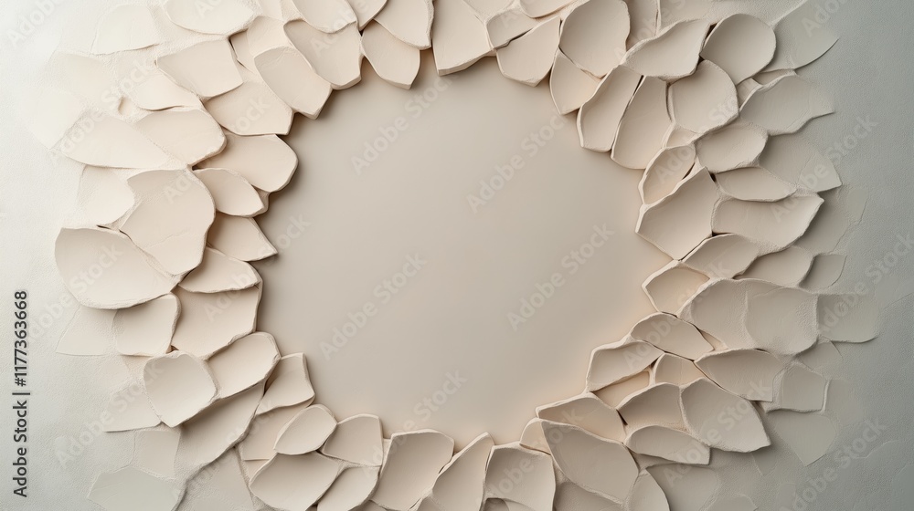 Aufkleber abstract art with neutral tones and textured layers in circular form