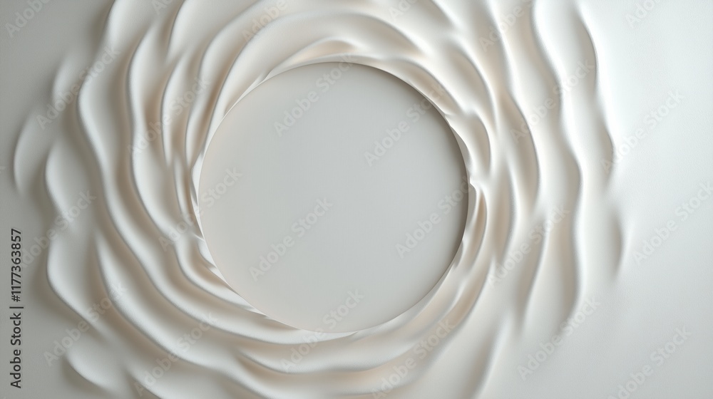 Poster elegant circular pattern with subtle waves in minimalistic white design
