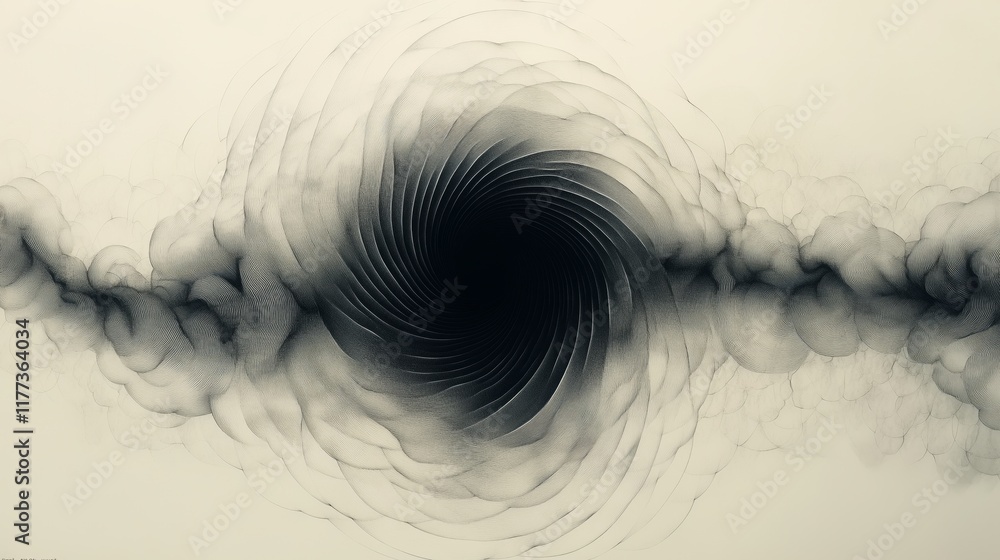 Poster abstract vortex: mesmerizing swirl of motion and depth in monochrome