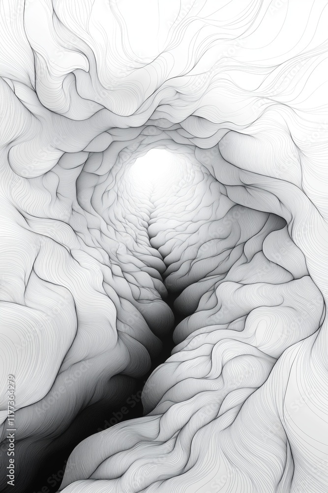 Poster abstract tunnel of wavy lines creating a surreal 3d effect