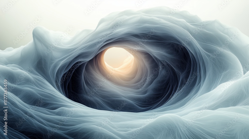 Poster ethereal abstract tunnel with flowing layers and light