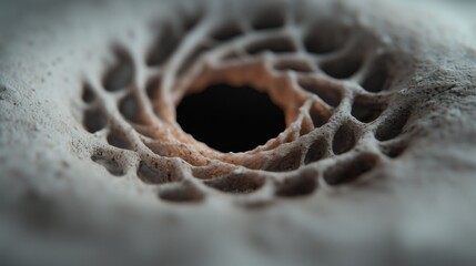 Intricate sand sculpture with hollow patterns in abstract design