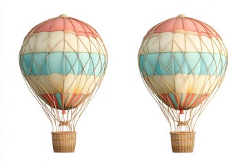 Obraz premium 3D Realistic Hot Air Balloon on White Background. Colorful Holiday Illustration.