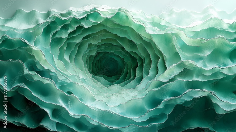 Poster Abstract layers of teal waves capturing earthy patterns and intricate depth