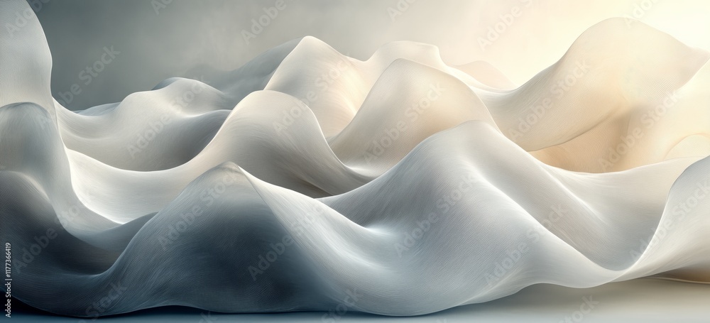 Poster abstract waves of flowing fabric with soft light