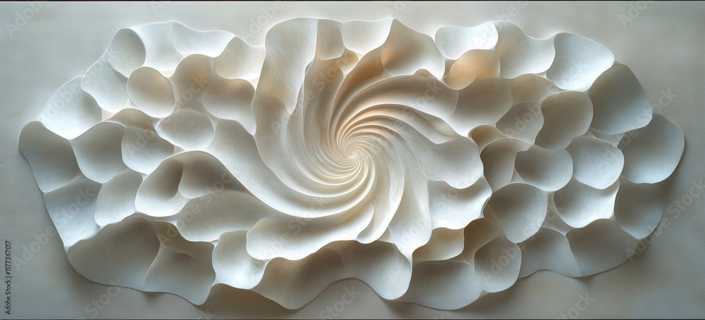 Poster elegant abstract paper art with intricate swirling patterns and soft curves