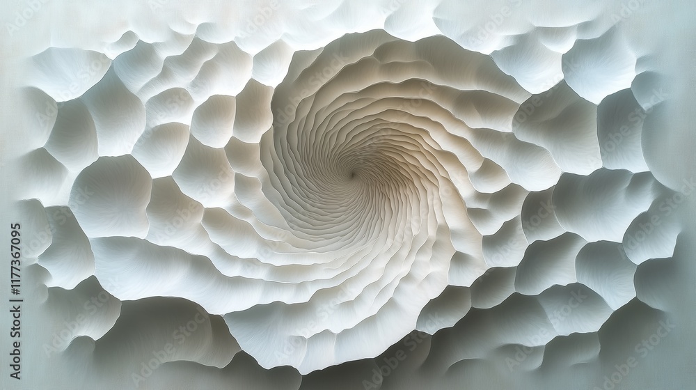 Poster abstract white spiral pattern with petal texture and depth