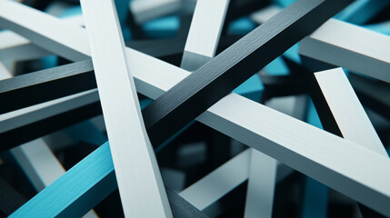 Fototapeta premium Interwoven abstract lines in blue, black, and white