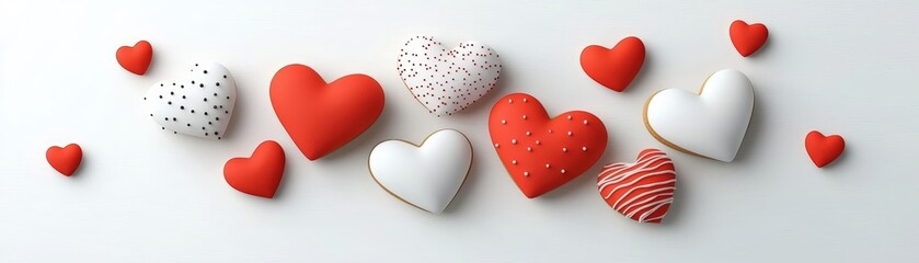 Fototapeta premium Colorful Heart Shapes in Various Patterns on a Soft Background for Valentine’s Day Celebration