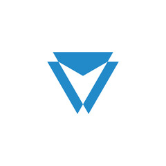 blue emblem triangles v geometric logo vector