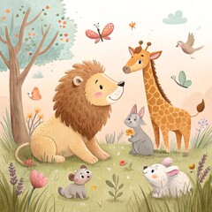 Naklejka premium animals in the forest