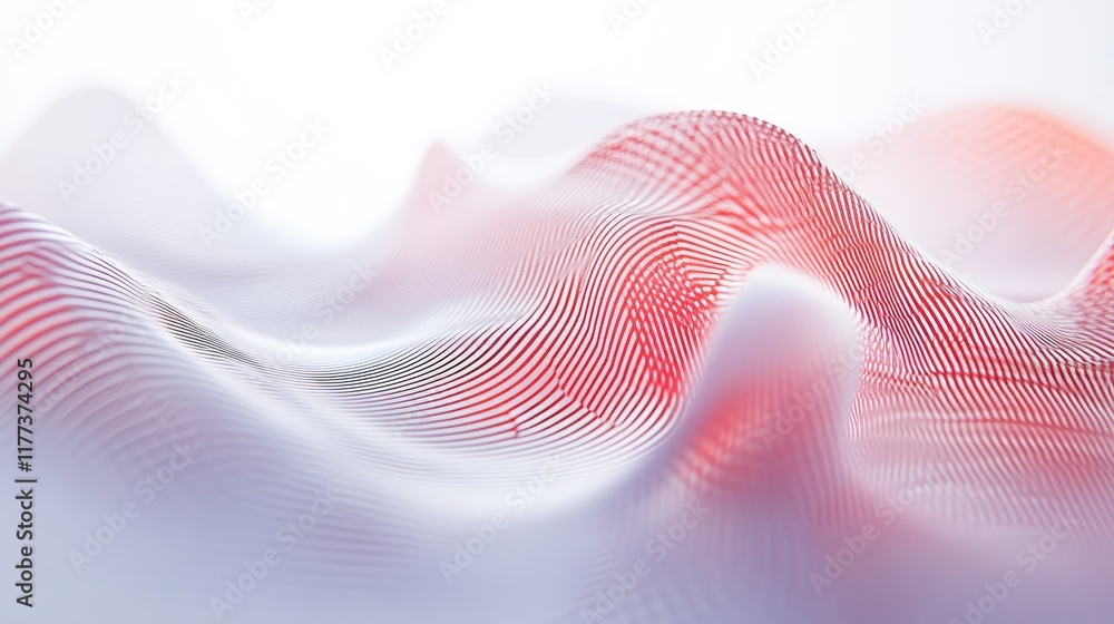 Aufkleber abstract white background with sleek red flowing lines creating a dynamic, tech-inspired visual.