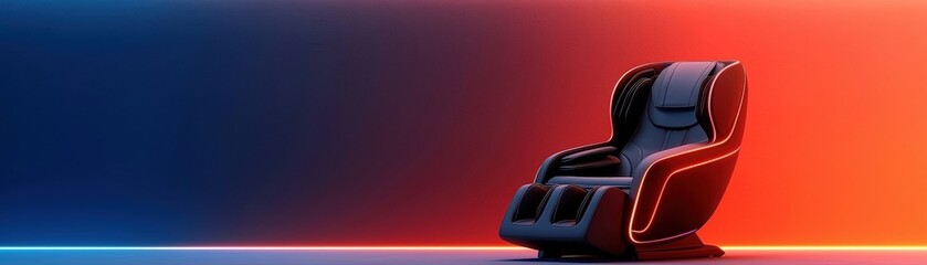 Obraz premium Modern Relaxation Chair with Neon Lighting and Gradient Background in Contemporary Style