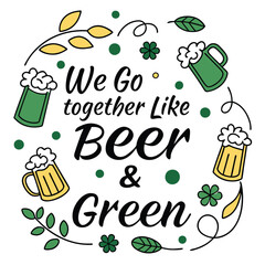 Happy Saint Patrick's day lettering text. Handwritten set of St. Patrick's day lettering. Hand sketched Irish celebration text.