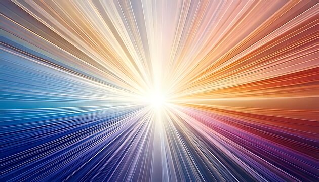 A dynamic burst of colorful lines radiates from a bright central point of light