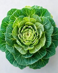Obraz premium Fresh Green Cabbage Arranged in a Circular Pattern on a Light Background