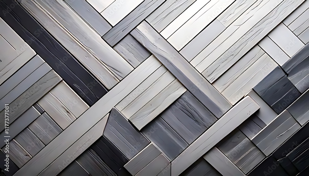 Poster a pattern of light and dark, angled, textured, rectangular blocks are displayed