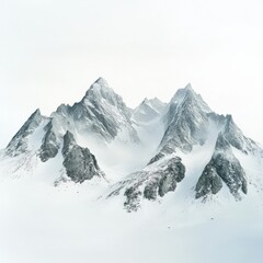 Obraz premium snow covered mountain peaks in winter landscape