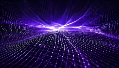 A three-dimensional, purple network of points and lines forms a landscape