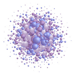 Purple balloons. chaotic splash of geometric shapes. Design element. png 