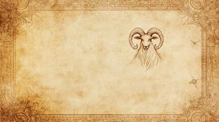 Mystical Capricorn Zodiac Sign on Vintage Parchment | Astrological Sea-Goat Artwork with Sepia Tone Finish & Detailed Ink Etchings