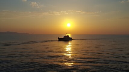 sunset on the sea, evening boat trip