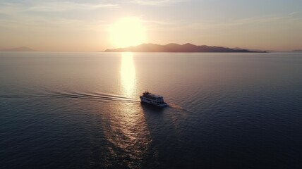 sunset on the sea, evening boat trip