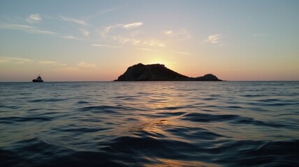 Fototapeta premium sunset on the sea, evening boat trip